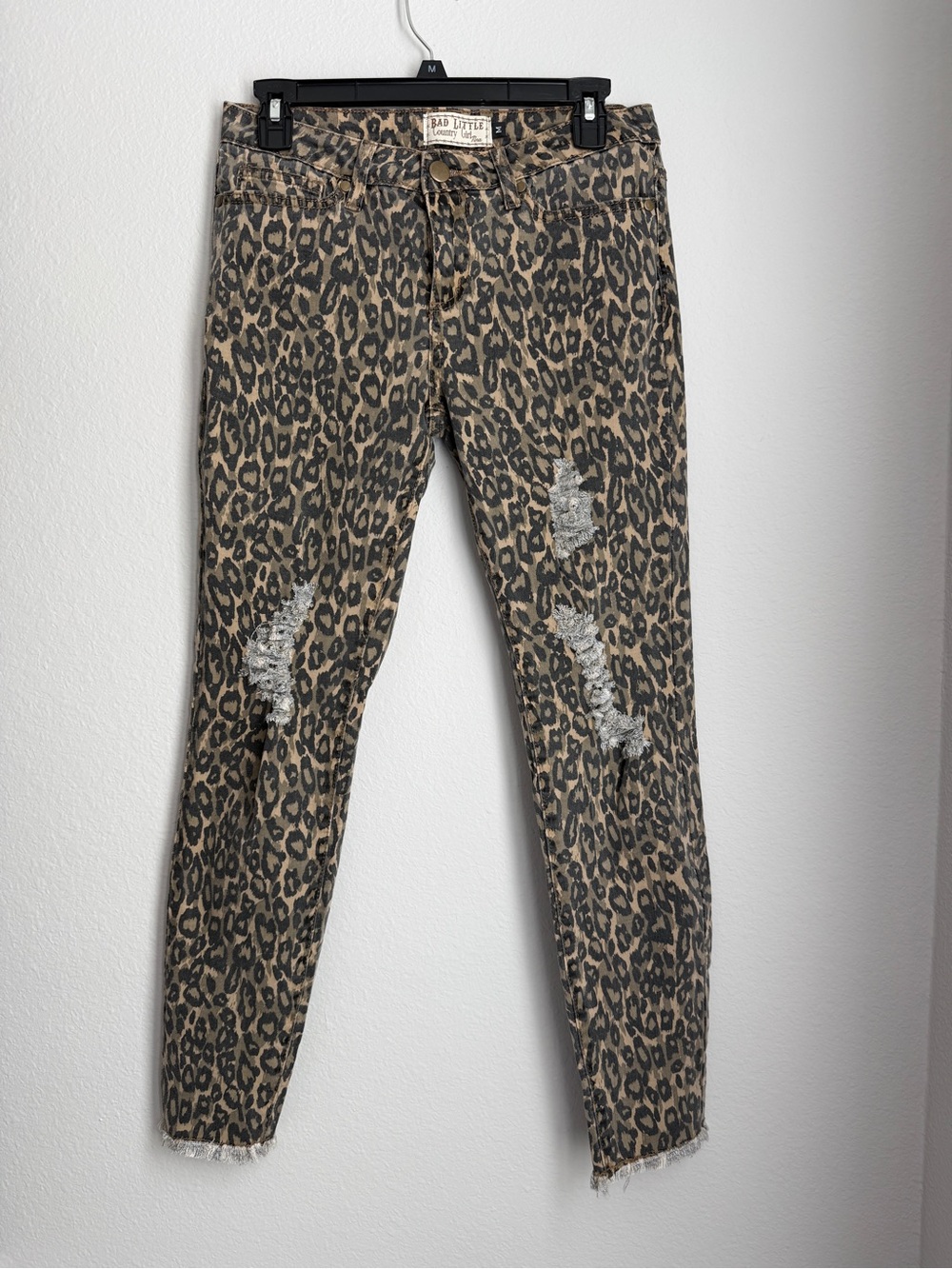 Source Unknown Leopard Print Skinny Jeans in Tan and Black